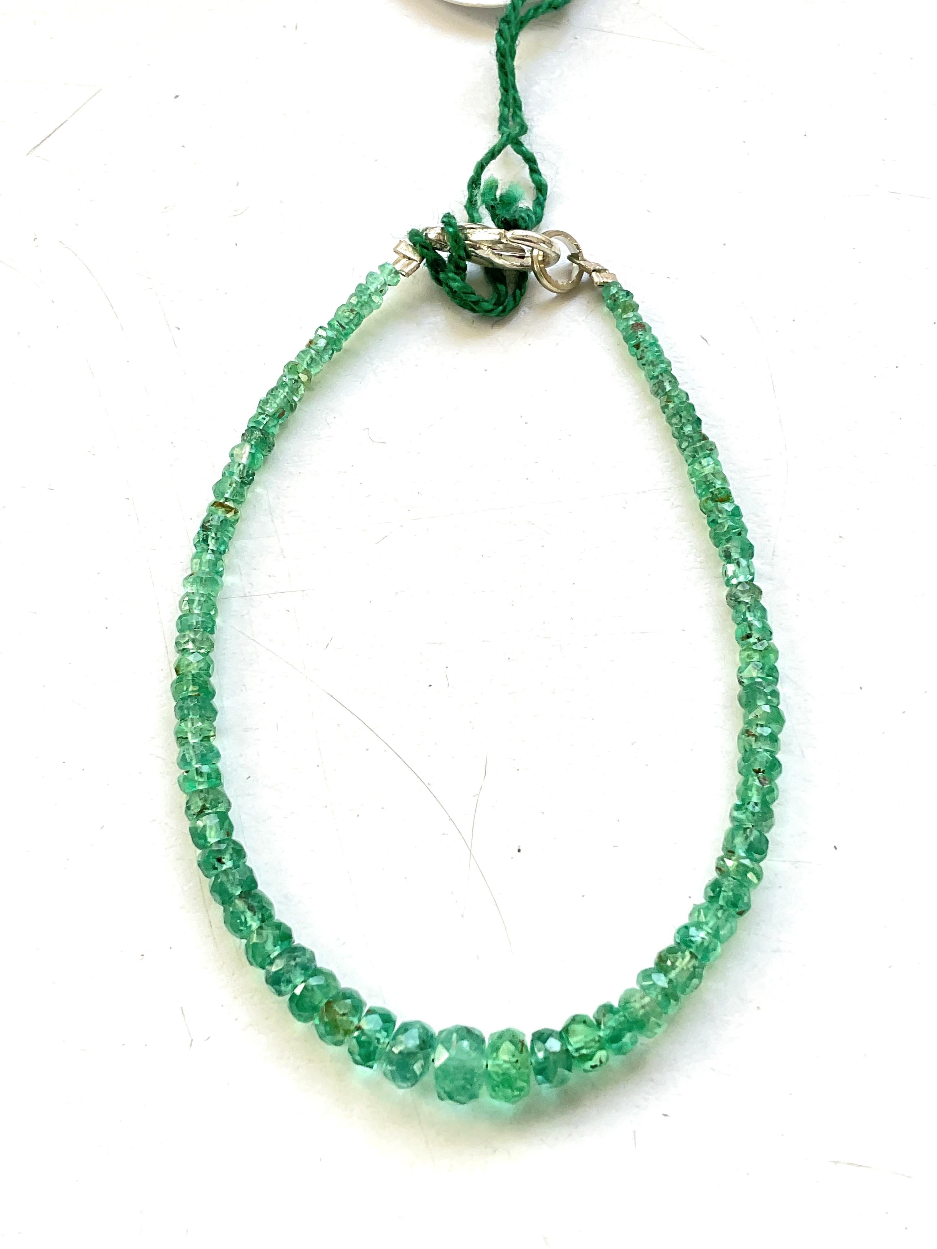 19.75 Carats Panjshir Emerald Faceted Beads Bracelets Jewelry Natural Gemstone In New Condition For Sale In Jaipur, RJ