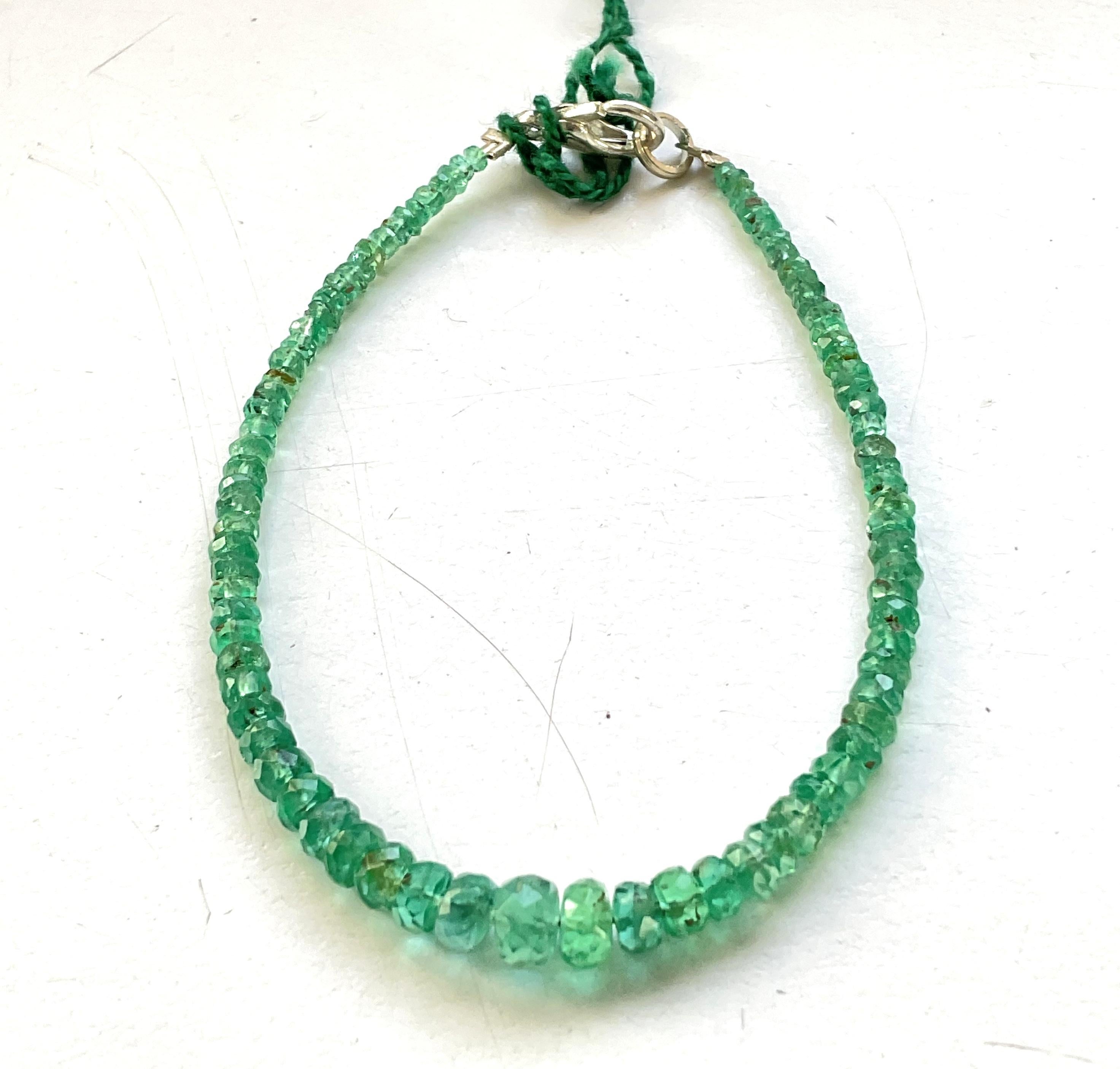 19.75 Carats Panjshir Emerald Faceted Beads Bracelets Jewelry Natural Gemstone In New Condition For Sale In Jaipur, RJ