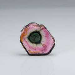19.75 cts, Pink tourmaline crystal slice, bi-color tourmaline