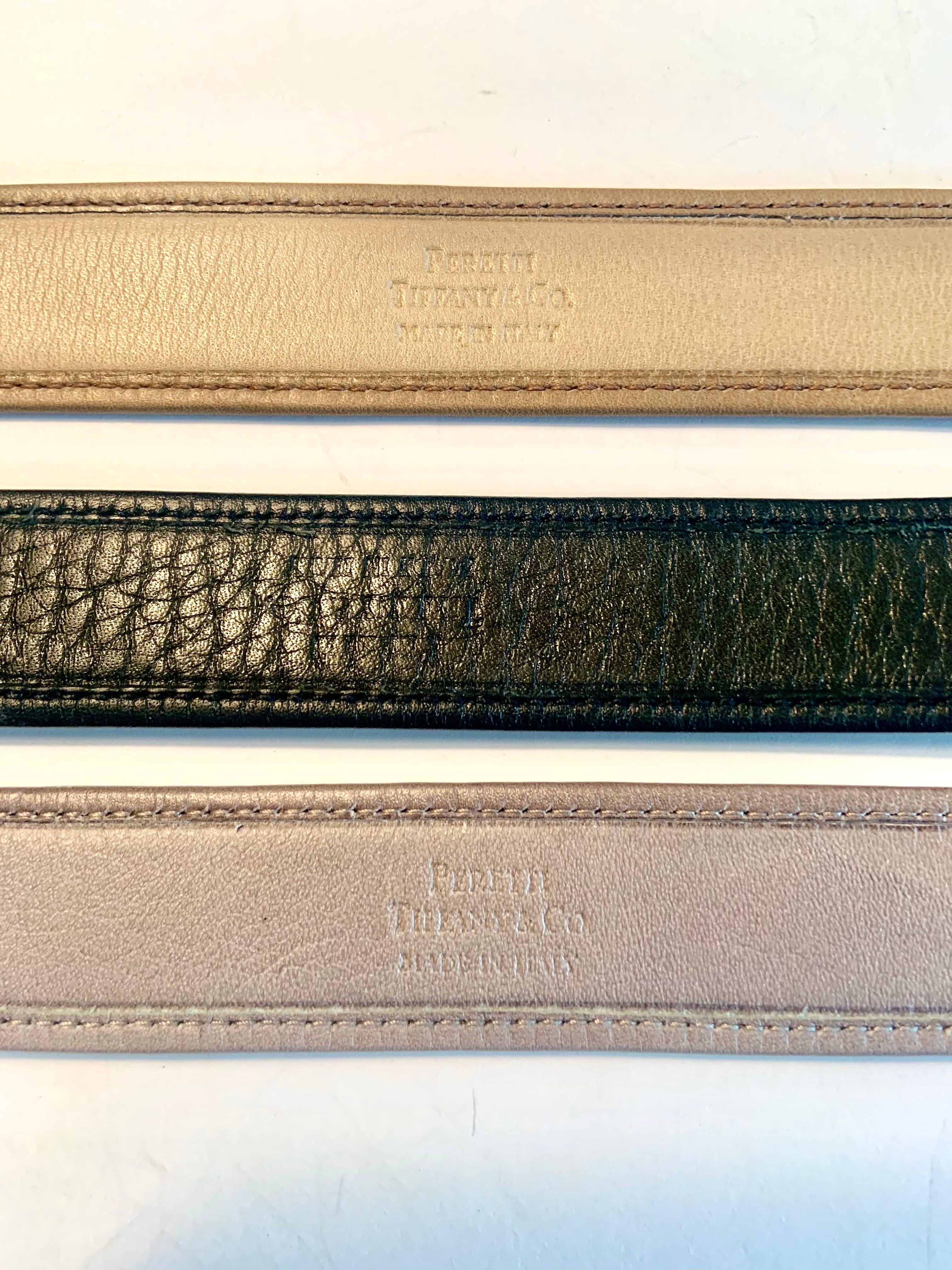 1975 Elsa Peretti Große Sterling Unendlichkeitsschließe und drei Ledergürtel im Angebot 1