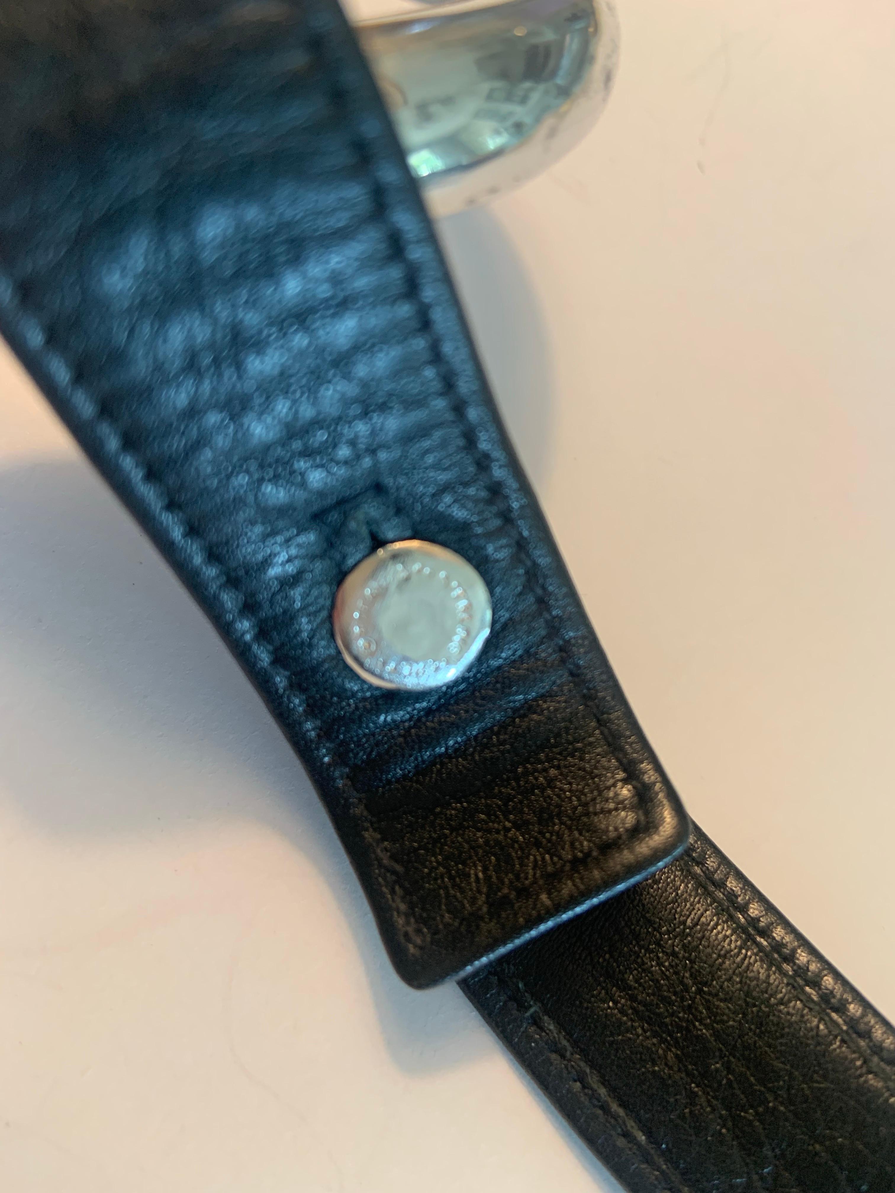 1975 Elsa Peretti Große Sterling Unendlichkeitsschließe und drei Ledergürtel im Angebot 2