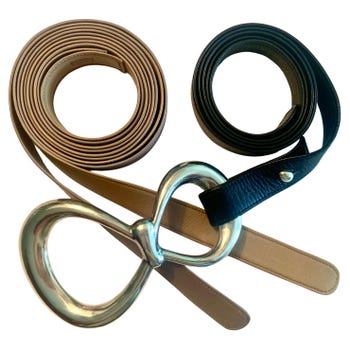 Elsa Peretti Sterling Infinity Buckle and Three Leather Belts, 1975