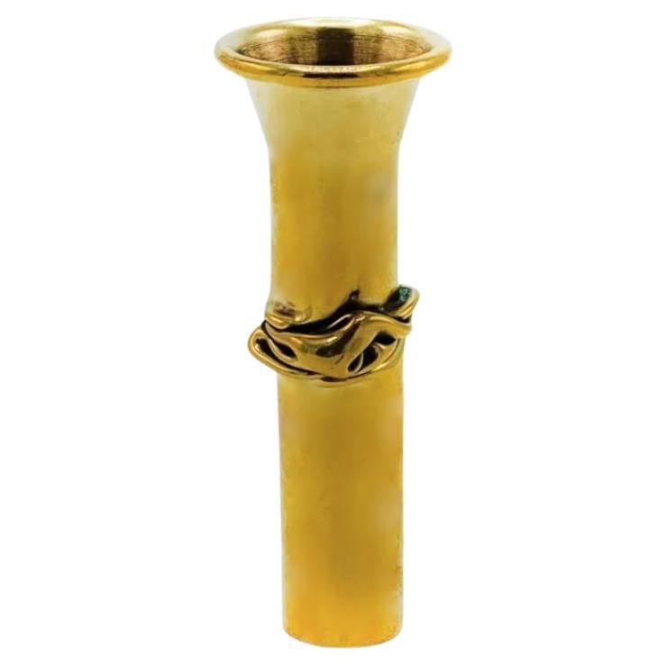 Vaso a bocciolo in ottone di Jacques moniquet del 1975 per Cheret in vendita