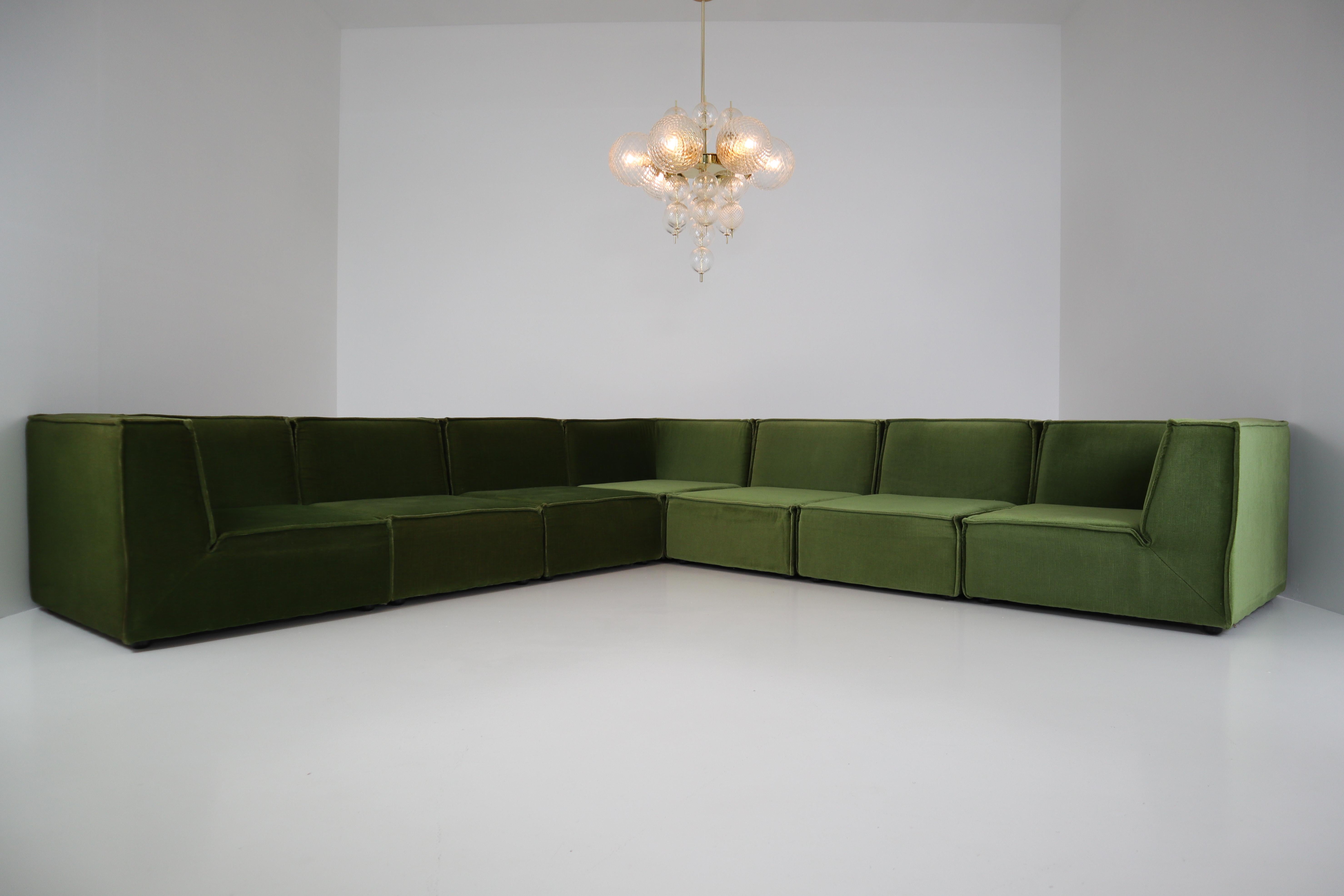 1975 German Green Velvet Sectional Sofa 2