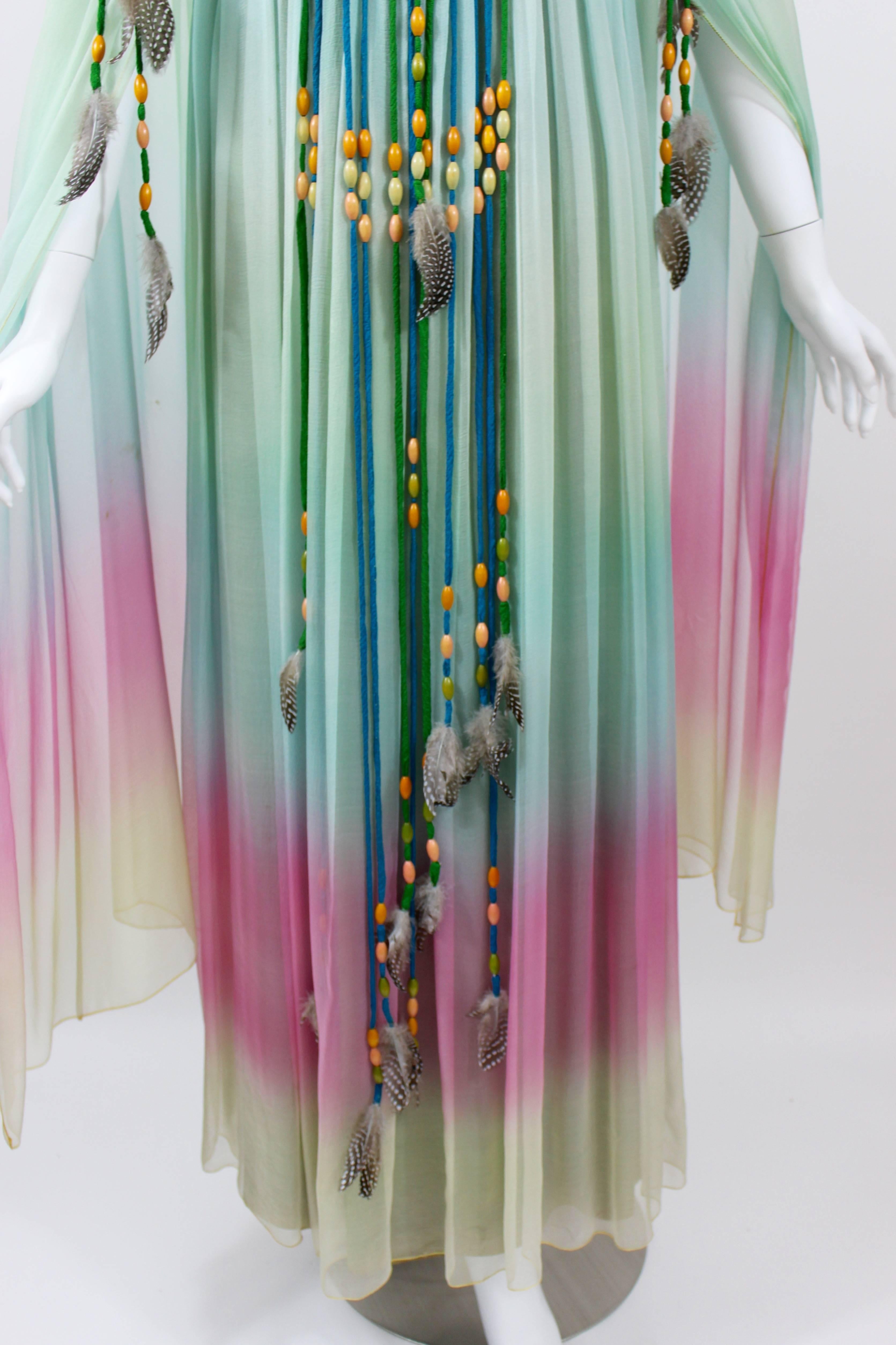 Women's 1975 Gina Fratini Elizabeth Taylor Ombre Chiffon Wedding Dress Documented For Sale
