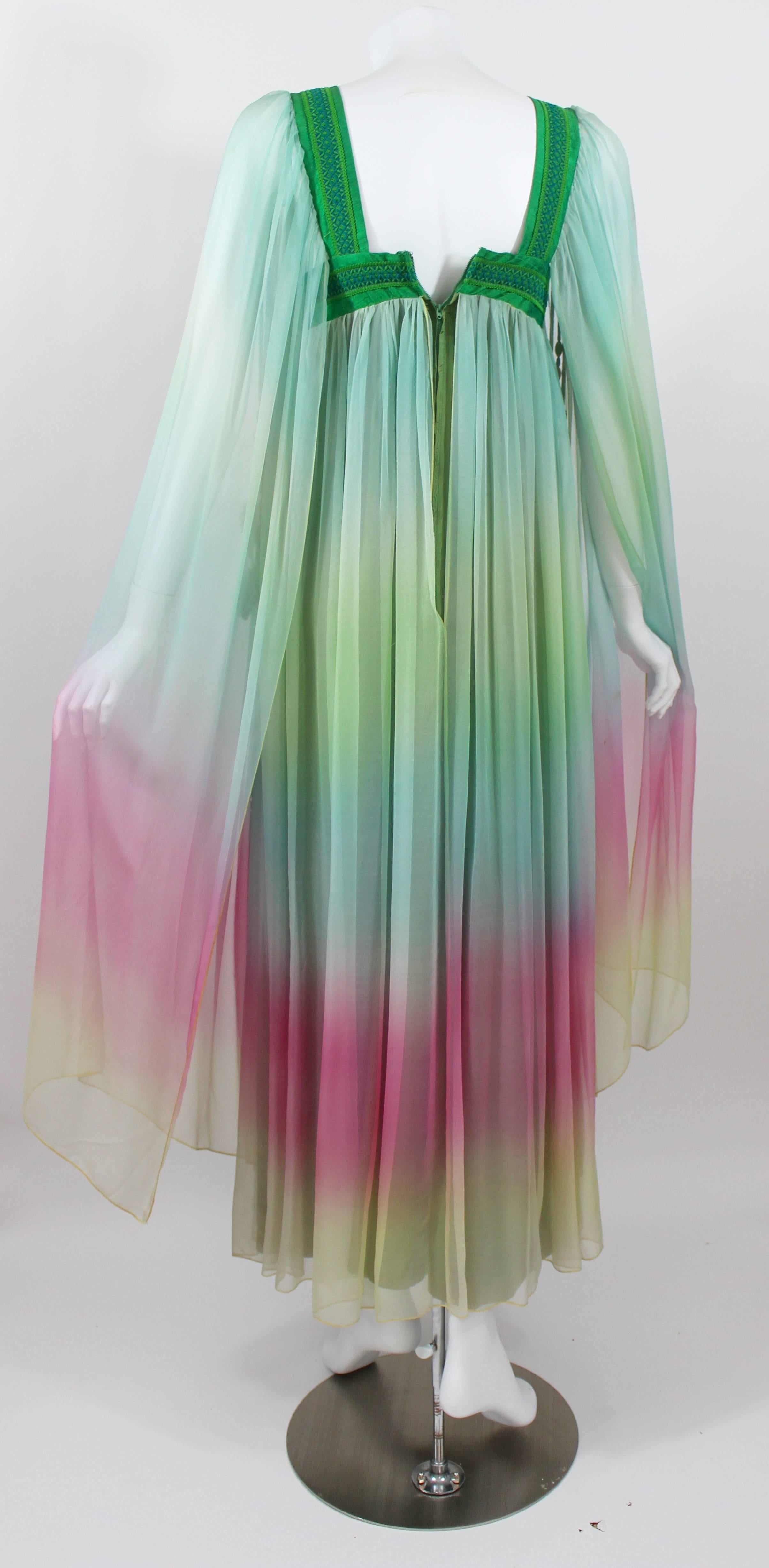 1975 Gina Fratini Elizabeth Taylor Ombre Chiffon Wedding Dress Documented For Sale 1