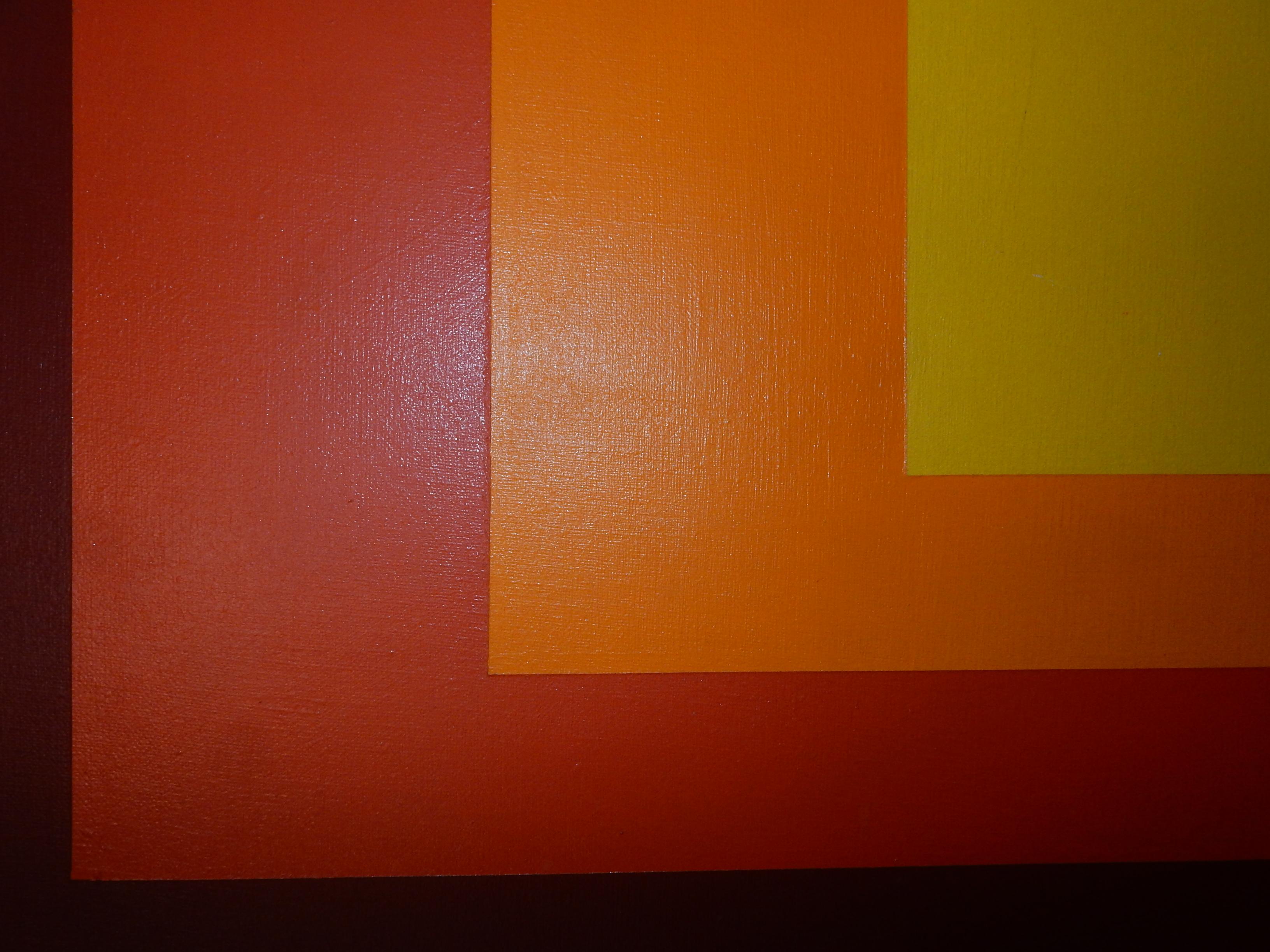 Mid-Century Modern 1975 Hard Edge Square Oil Painting on Canvas, in the Manner of Josef Albers For Sale