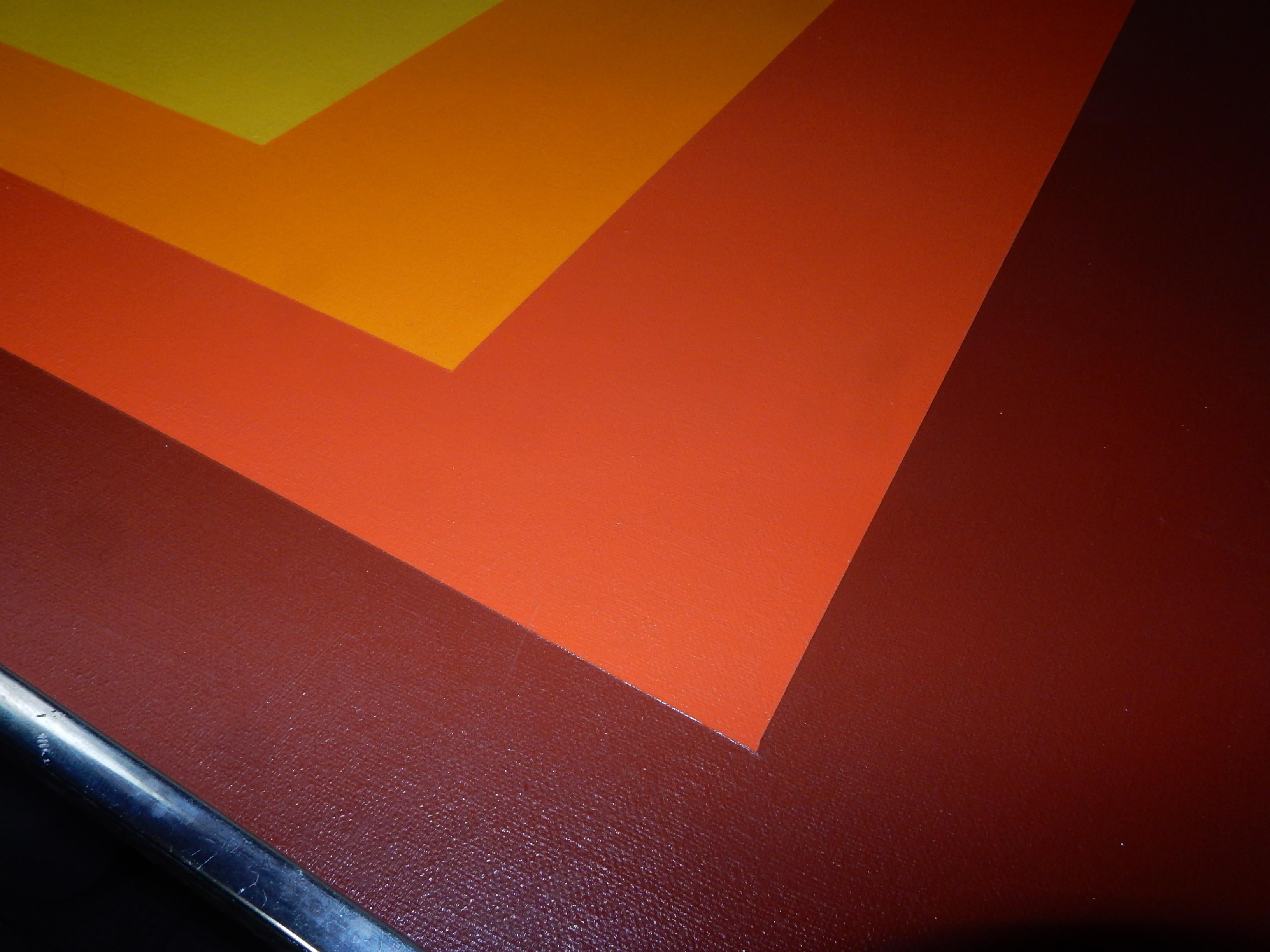 1975 Hard Edge Square Oil Painting on Canvas, in the Manner of Josef Albers In Good Condition For Sale In Las Vegas, NV