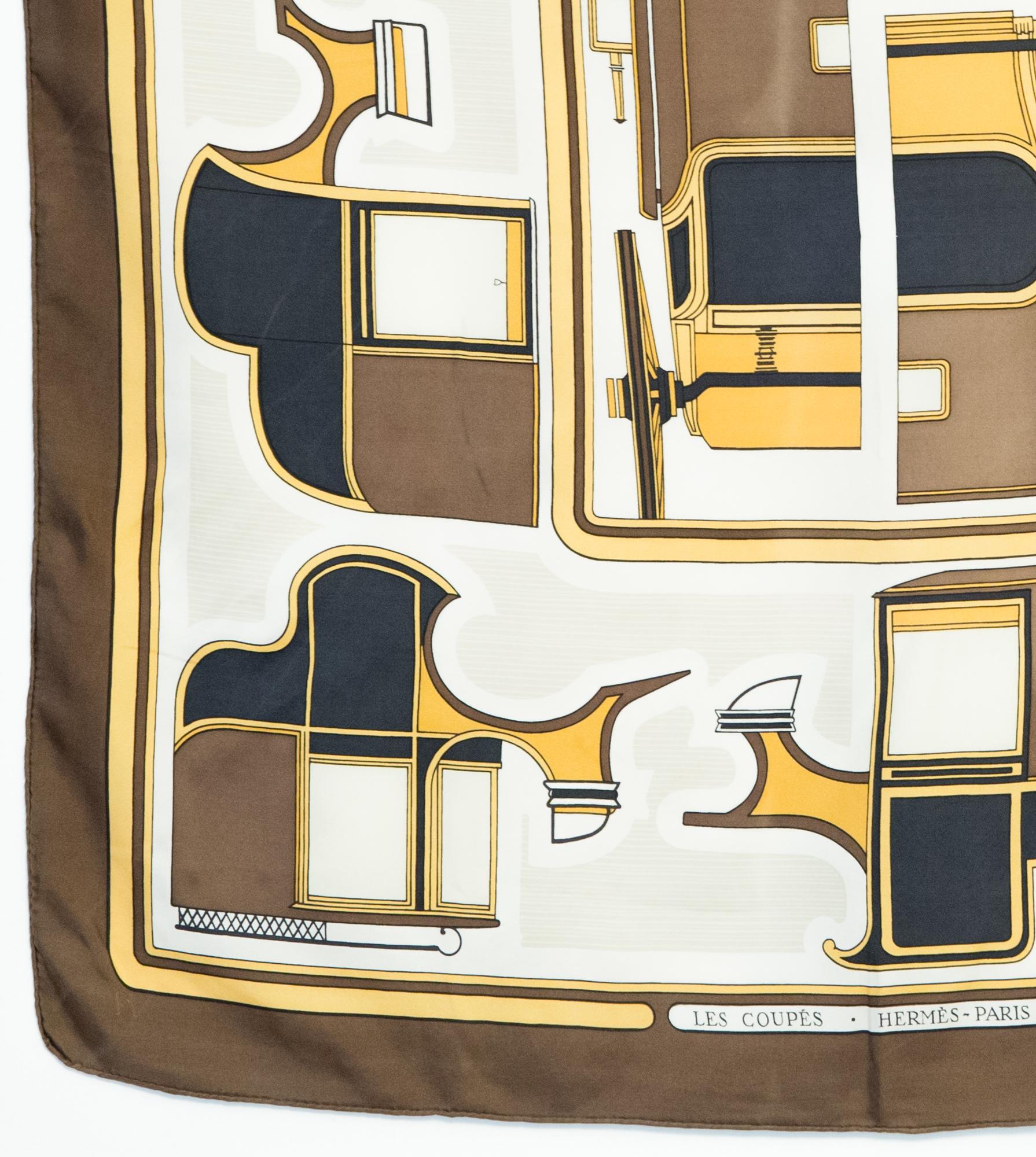 1975 Hermes Les Coupes by F.de la Perriere Silk Scarf In Good Condition For Sale In Paris, FR