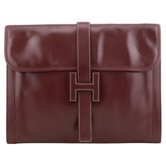 Vintage 1975 Hermés Maroon Leather Jige Clutch 