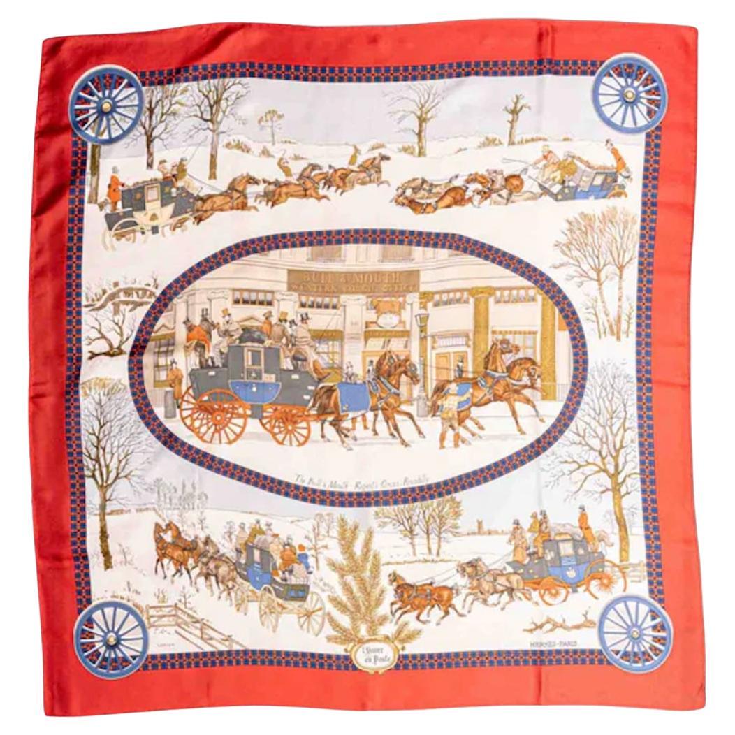 1975 Hermès "El Toro y la Boca" Philippe Ledoux Pañuelo de 90 cm en sarga de seda