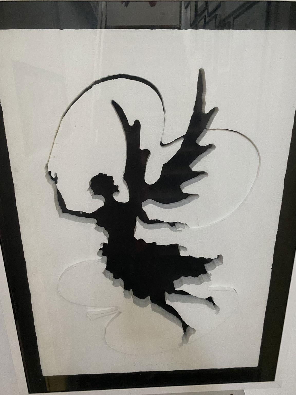 1975 Italien Postmoderne Vanni Viviani Mischtechnik Kunstwerk Der schwarze Engel und das Herz (Handgefertigt) im Angebot