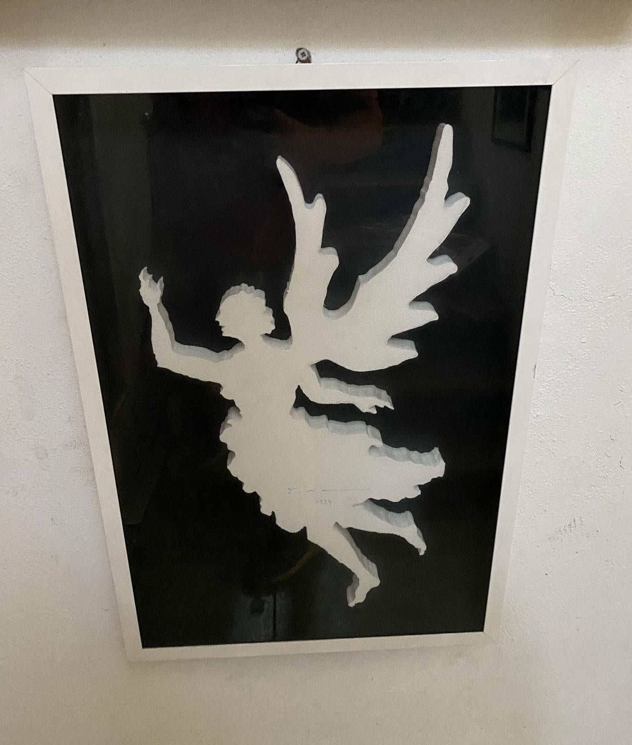 1975 Italie Post-moderne Vanni Viviani Mix Media Artwork The White Angel Bon état - En vente à Brescia, IT