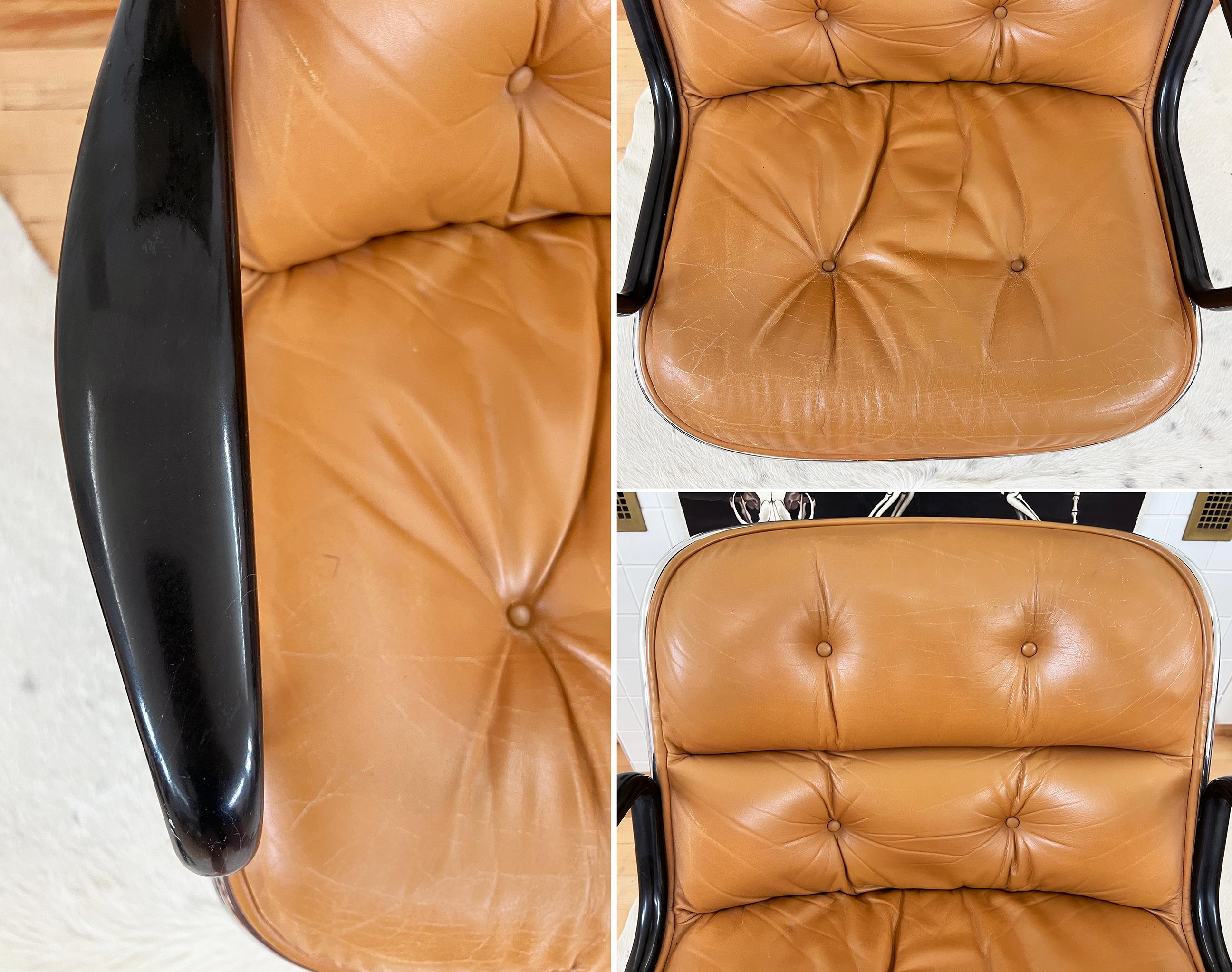 Mid-Century Modern 1975 Knoll Executive Chrome and Tufted Brown Leather Office Chair