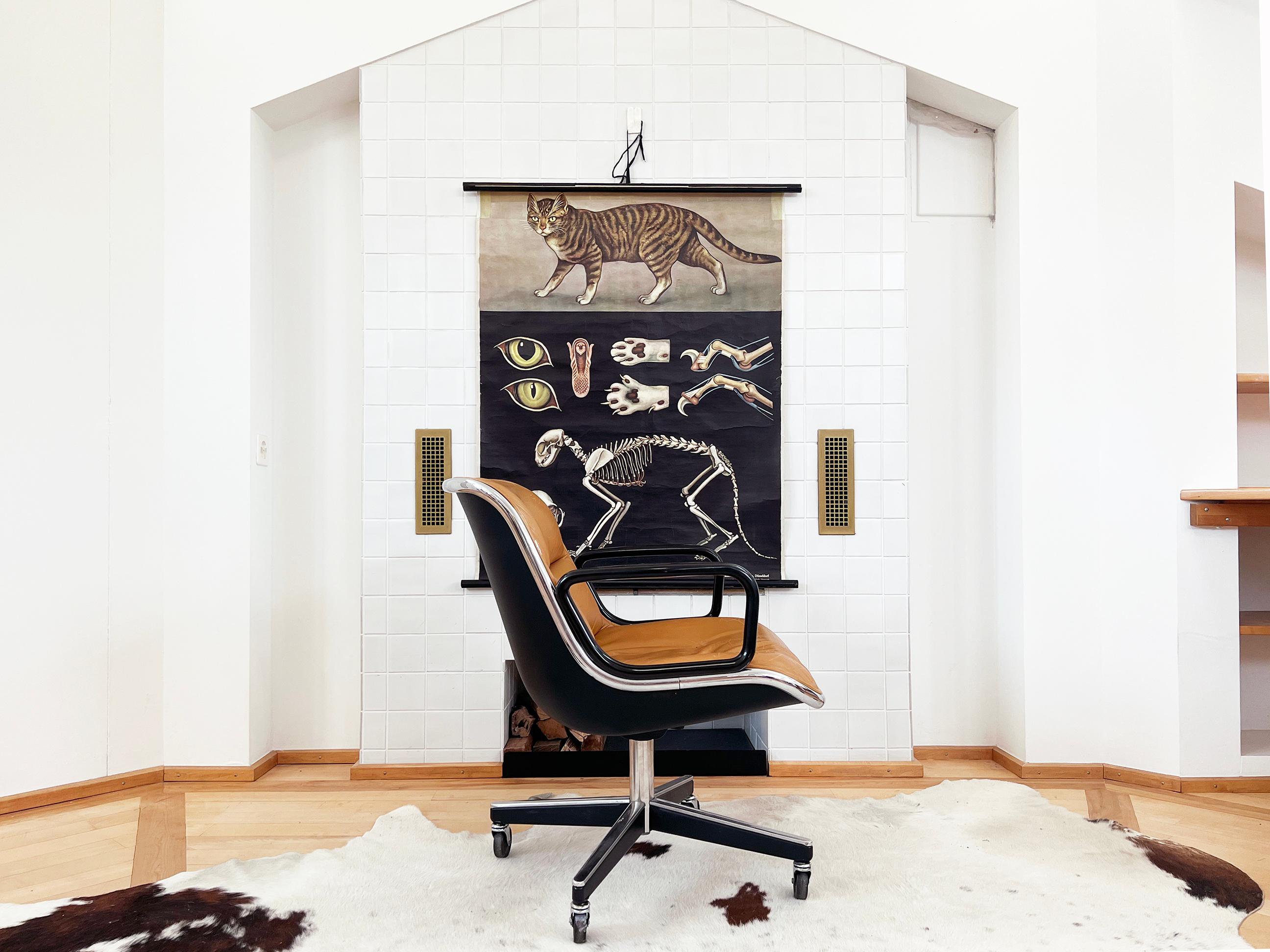 American 1975 Knoll Executive Chrome and Tufted Brown Leather Office Chair