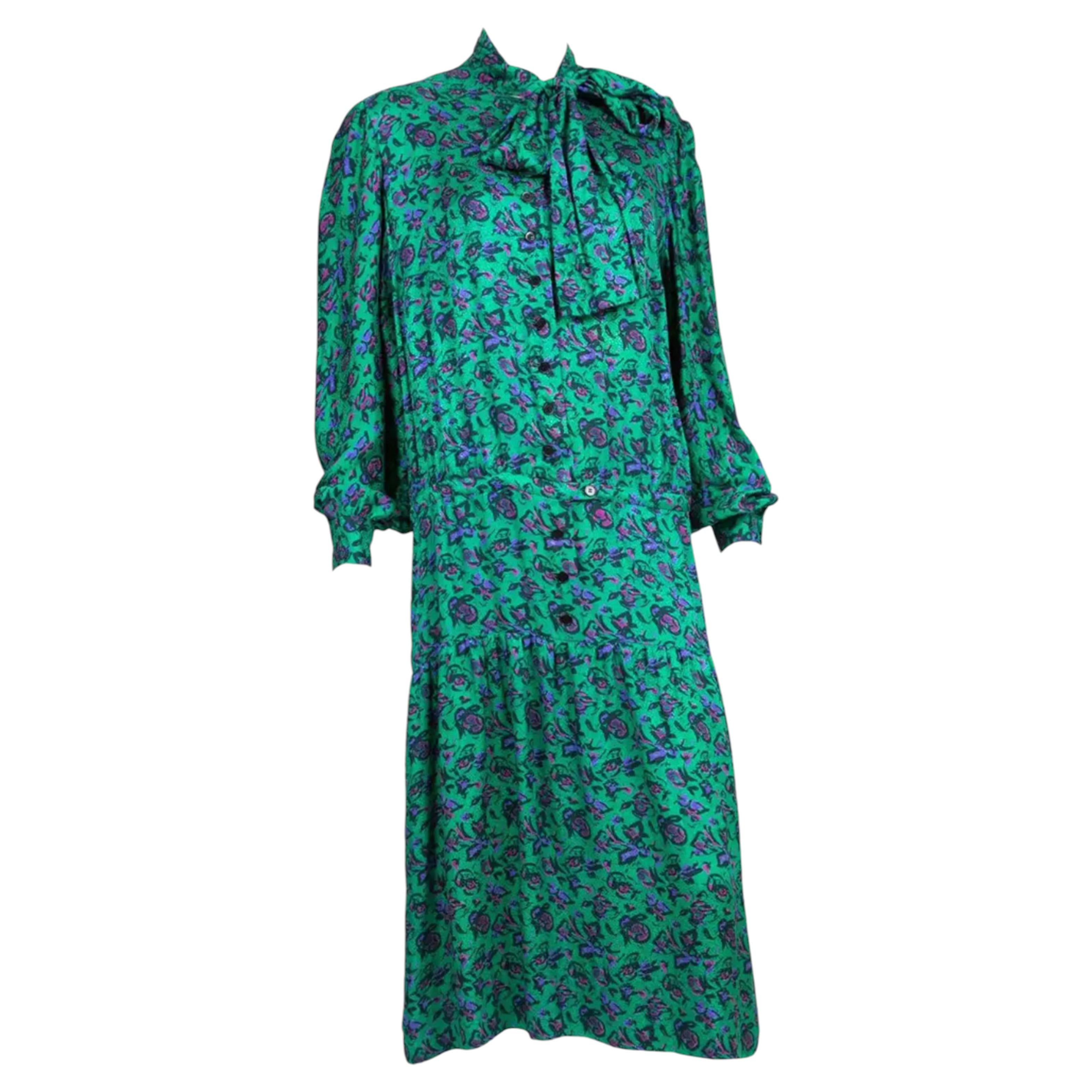 1975 Lanvin Haute Couture Silk Dress Numbered For Sale