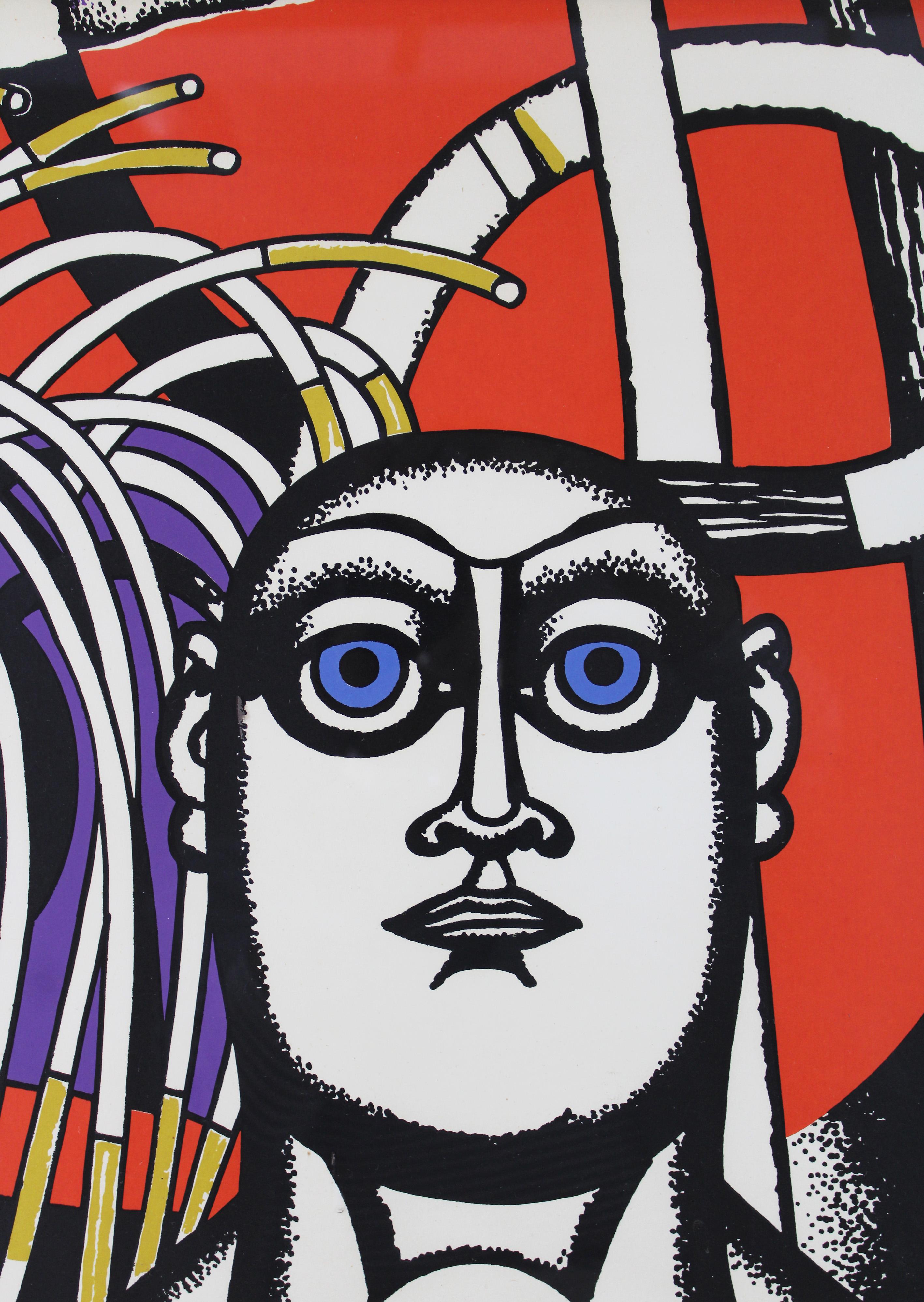 This striking color lithograph, dated 1975, is a work by the esteemed Belgian expressionist artist Gustave Camus (1914-1984). Signed by Camus and numbered 21 out of a limited edition of 25 prints, this piece exemplifies his bold use of color and