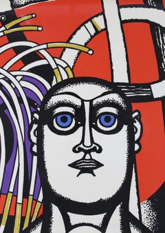 1975 Litho signé Gustave Camus Expressionniste Prov Axel Vervoordt Encadré Belgique