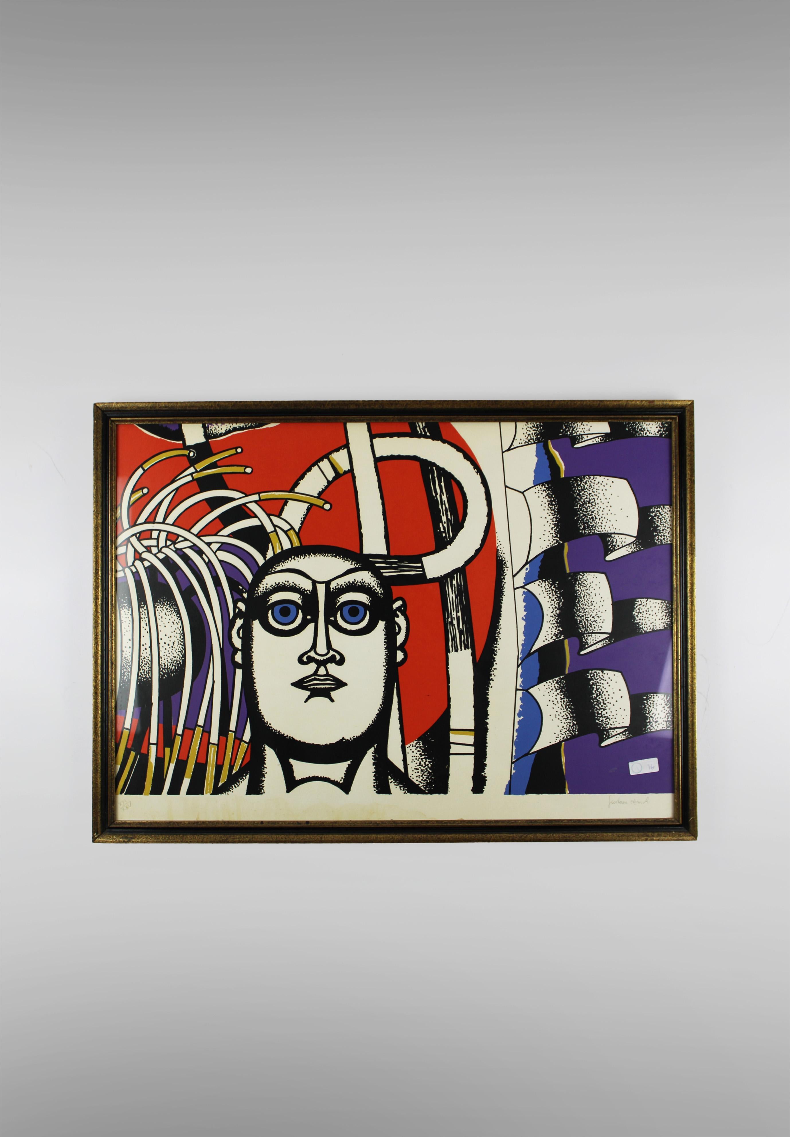Mid-Century Modern 1975 Litho Signed Gustave Camus Expressionist Prov Axel Vervoordt Framed Belgium For Sale