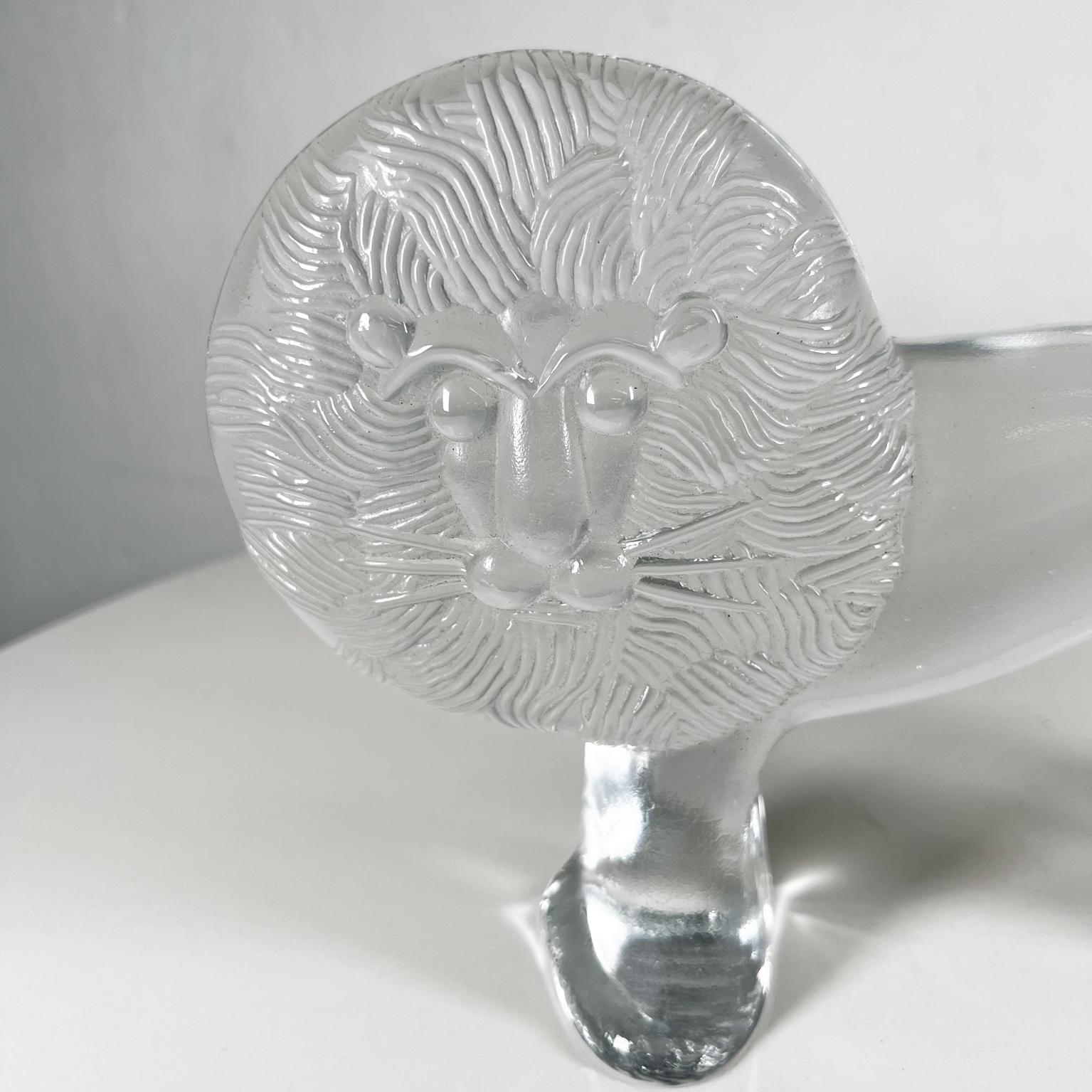 Swedish 1975 Modern Art Glass Lion Table Sculpture Bertil Vallien for Kosta Boda For Sale