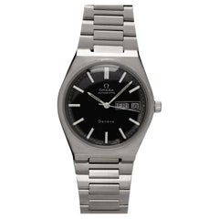 1975 Omega Geneve Vintage Mens Automatic Day Date Bracelet Watch - Stainless S