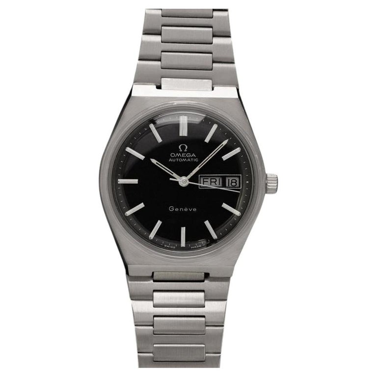 Omega 1975 Omega Geneve Vintage Mens Automatic Day Date Bracelet Watch - Stainless S