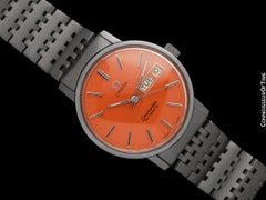 1975 OMEGA SEAMASTER Mens Day Date Harley-Davidson Orange SS Watch - Mint