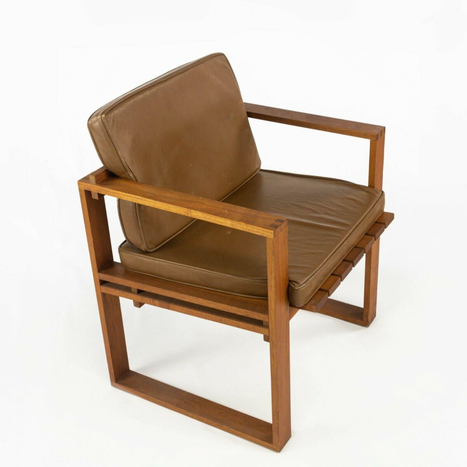 1975 Pair of Bodil Kjaer Teak & Leather Slat Seat Chairs by CI Designs of Boston For Sale 5
