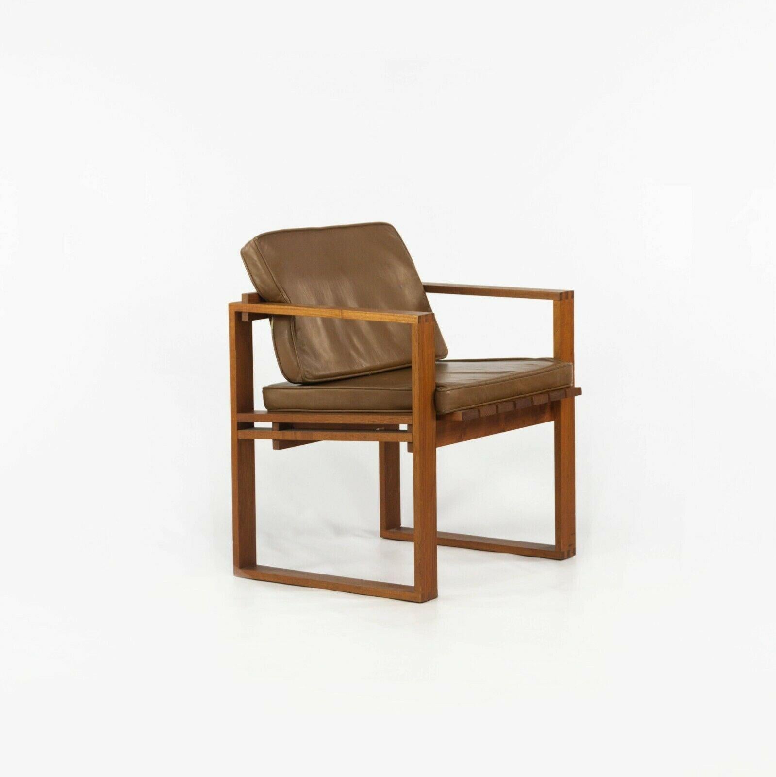 Moderne Paire de chaises à lattes Bodil Kjaer en teck et cuir par CI Designs of Boston, 1975 en vente