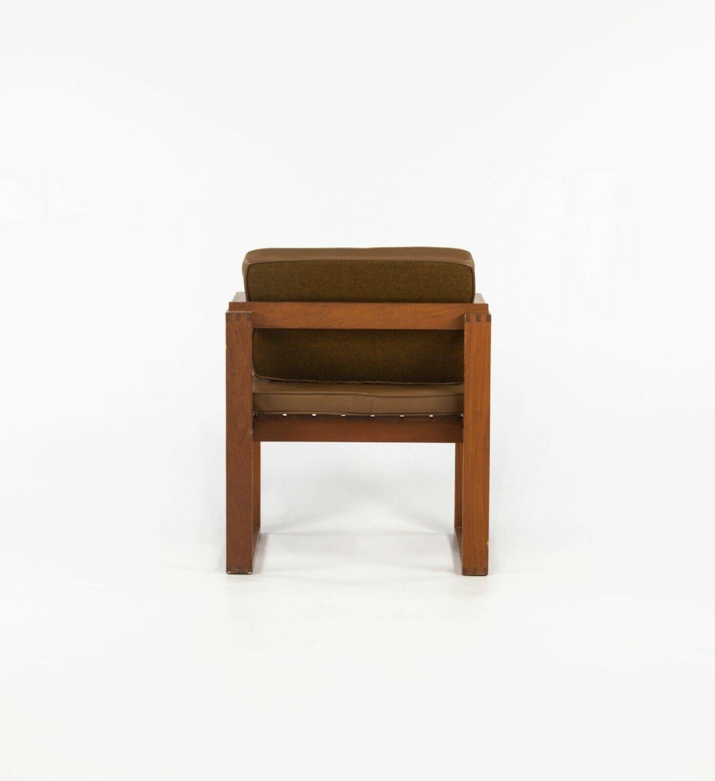 Late 20th Century 1975 Pair of Bodil Kjaer Teak & Leather Slat Seat Chairs by CI Designs of Boston For Sale