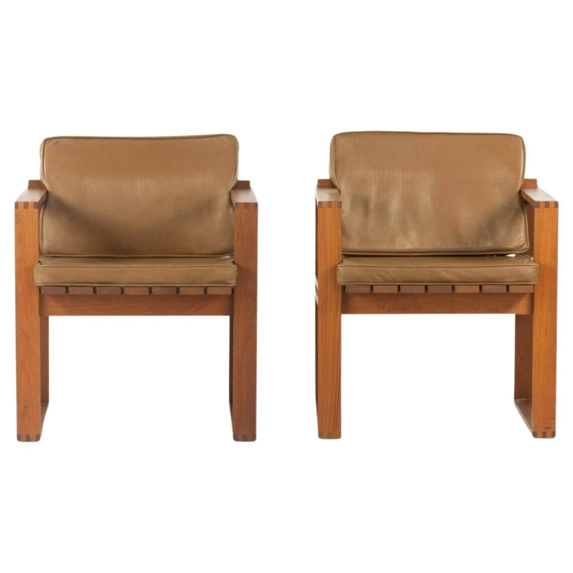 1975 Paar Bodil Kjaer-Sitzstühle aus Teakholz und Leder mit Lattenrost von CI Designs of Boston