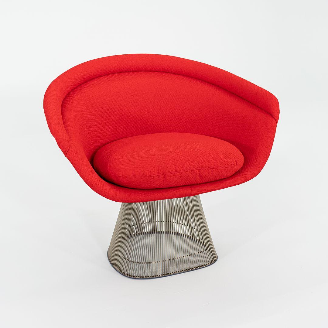 1975, Paar Warren Platner für Knoll, Loungesessel mit Stahlrahmen und rotem Stoff im Zustand „Hervorragend“ im Angebot in Philadelphia, PA