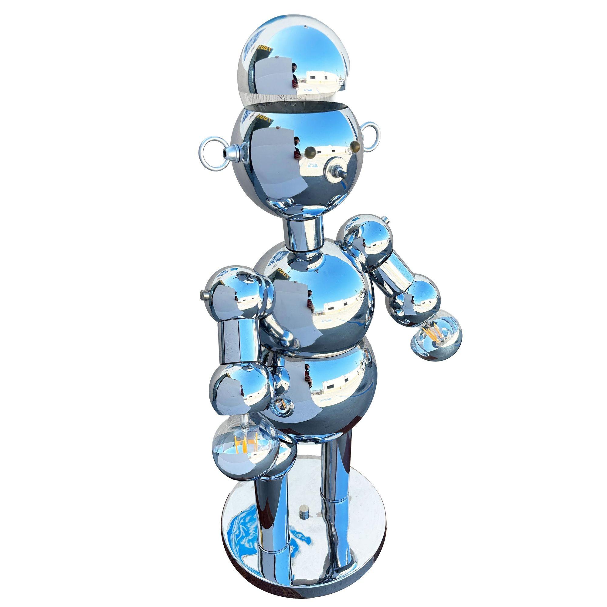 Lámpara Robot 1975 Post-Moderna Bubble Ball Cromada by Torino Lamps Posmoderno en venta