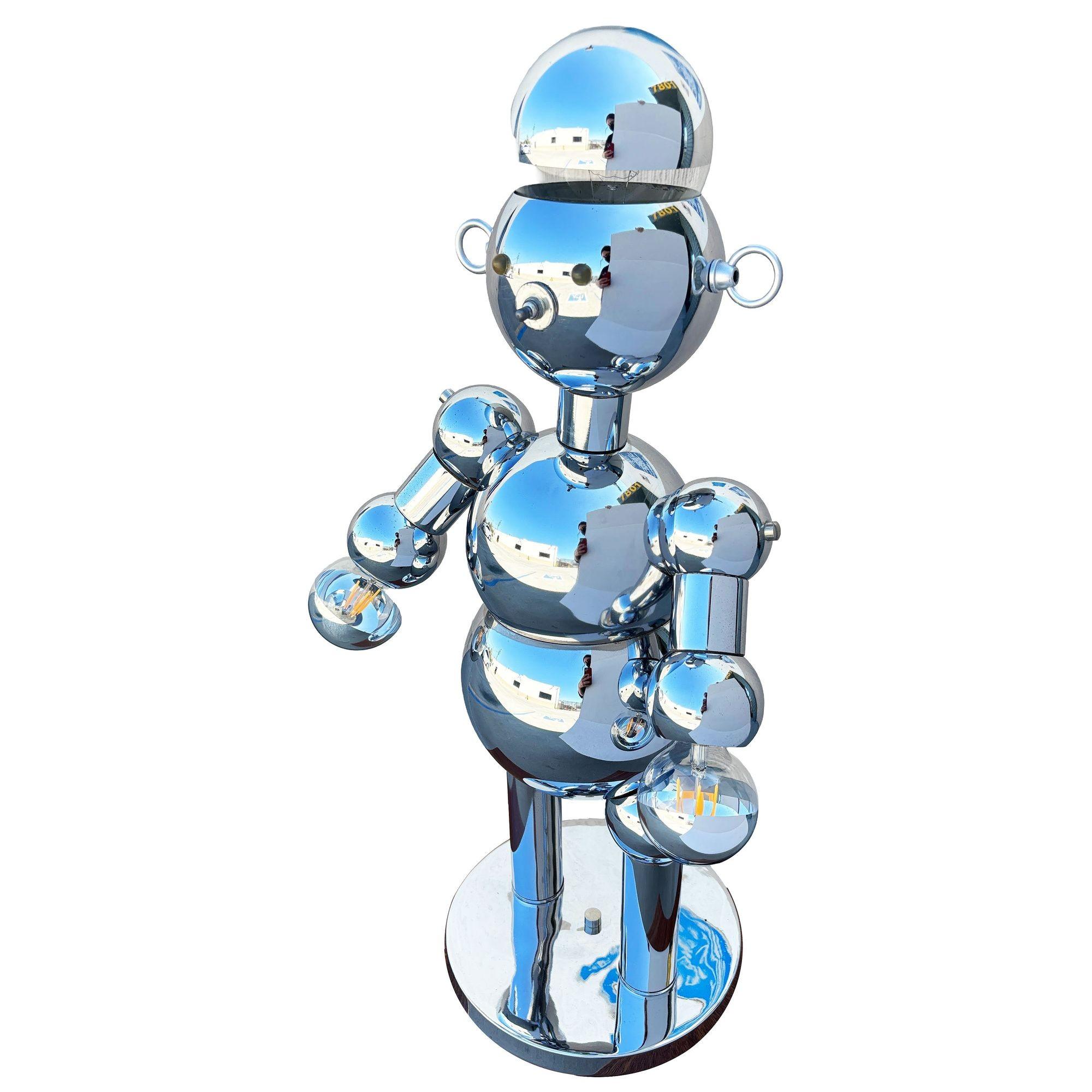 Lámpara Robot 1975 Post-Moderna Bubble Ball Cromada by Torino Lamps Italiano en venta