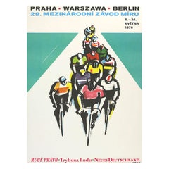 1975 Prag-Warschau-Wien Radrennen Friedensfahrt Original Vintage Poster