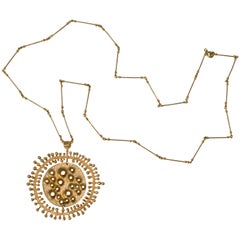 1975 Rare Tapio Wirkkala, Gold "Moon Landscape" Necklace
