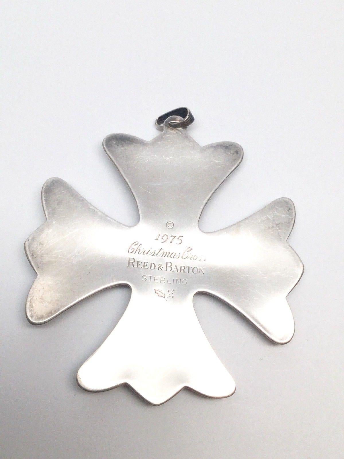 Late 20th Century 1975 Reed & Barton Sterling Silver Christmas Cross Ornament