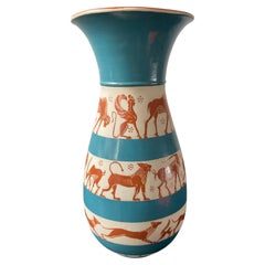 Vintage 1975 Richard Arbib Ceramic Vase Decorated  with Animals