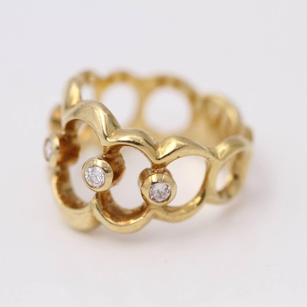 1975 Ring aus Gelbgold und Diamanten. Damen im Angebot