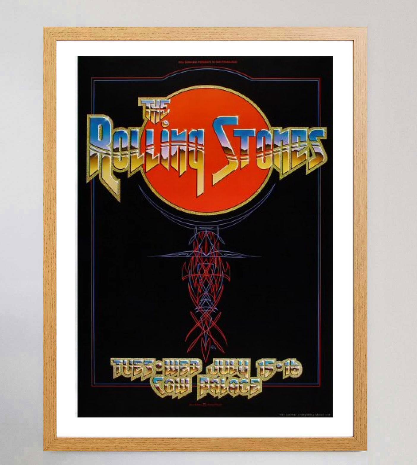 Américain Affiche vintage originale des Rolling Stones - Live at Cow Palace, 1975 en vente