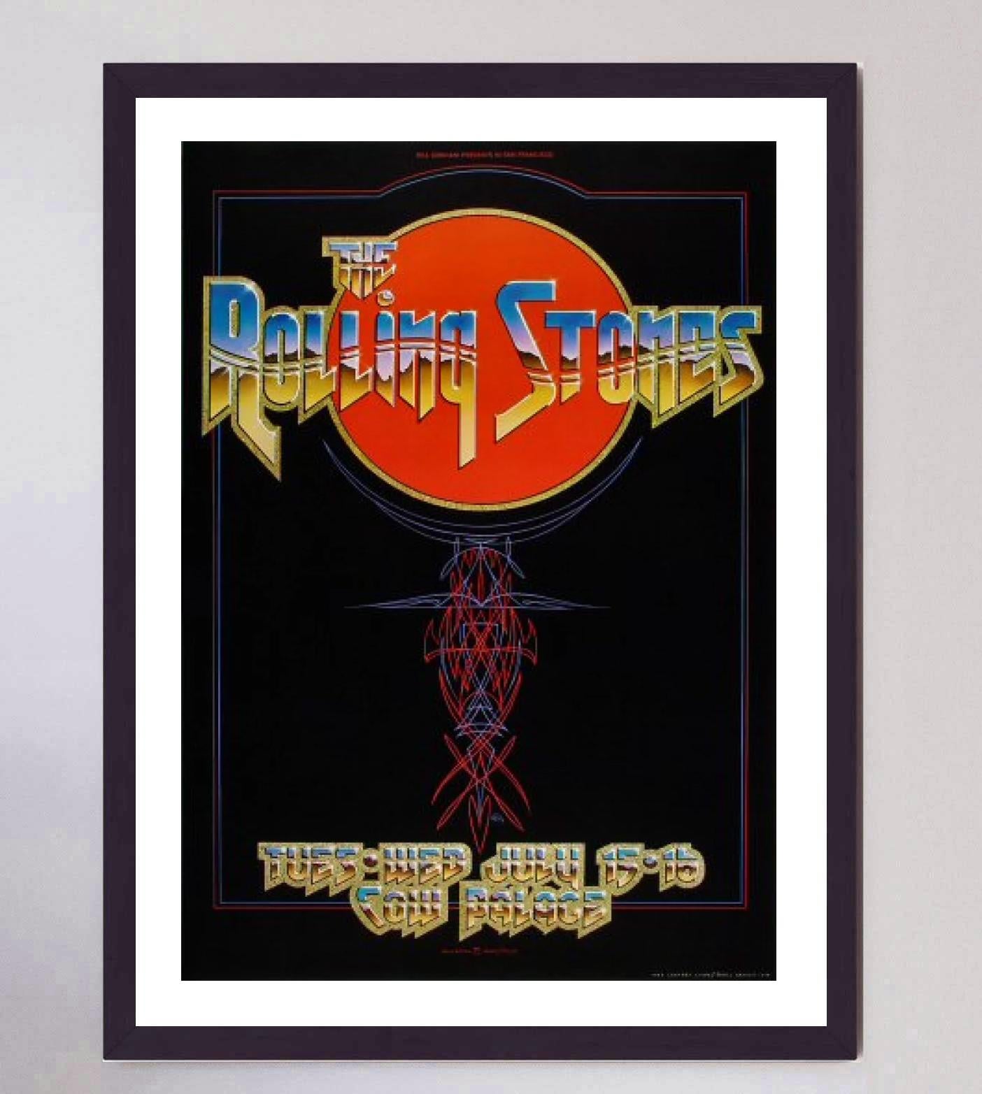 Fin du 20e siècle Affiche vintage originale des Rolling Stones - Live at Cow Palace, 1975 en vente