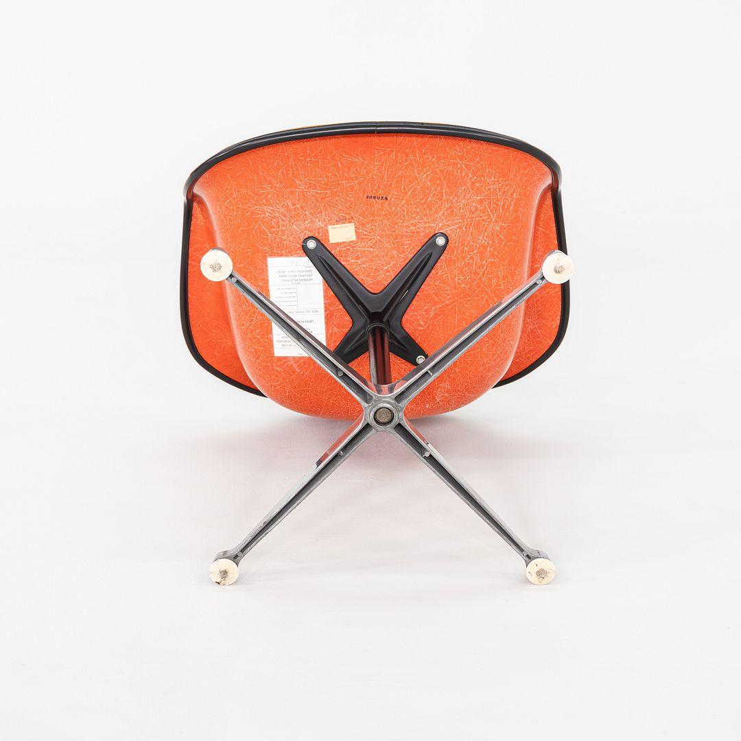 1975 Set of Three Herman Miller Eames Arm Shell Chairs PAC w/ Red/Orange Shells For Sale 4