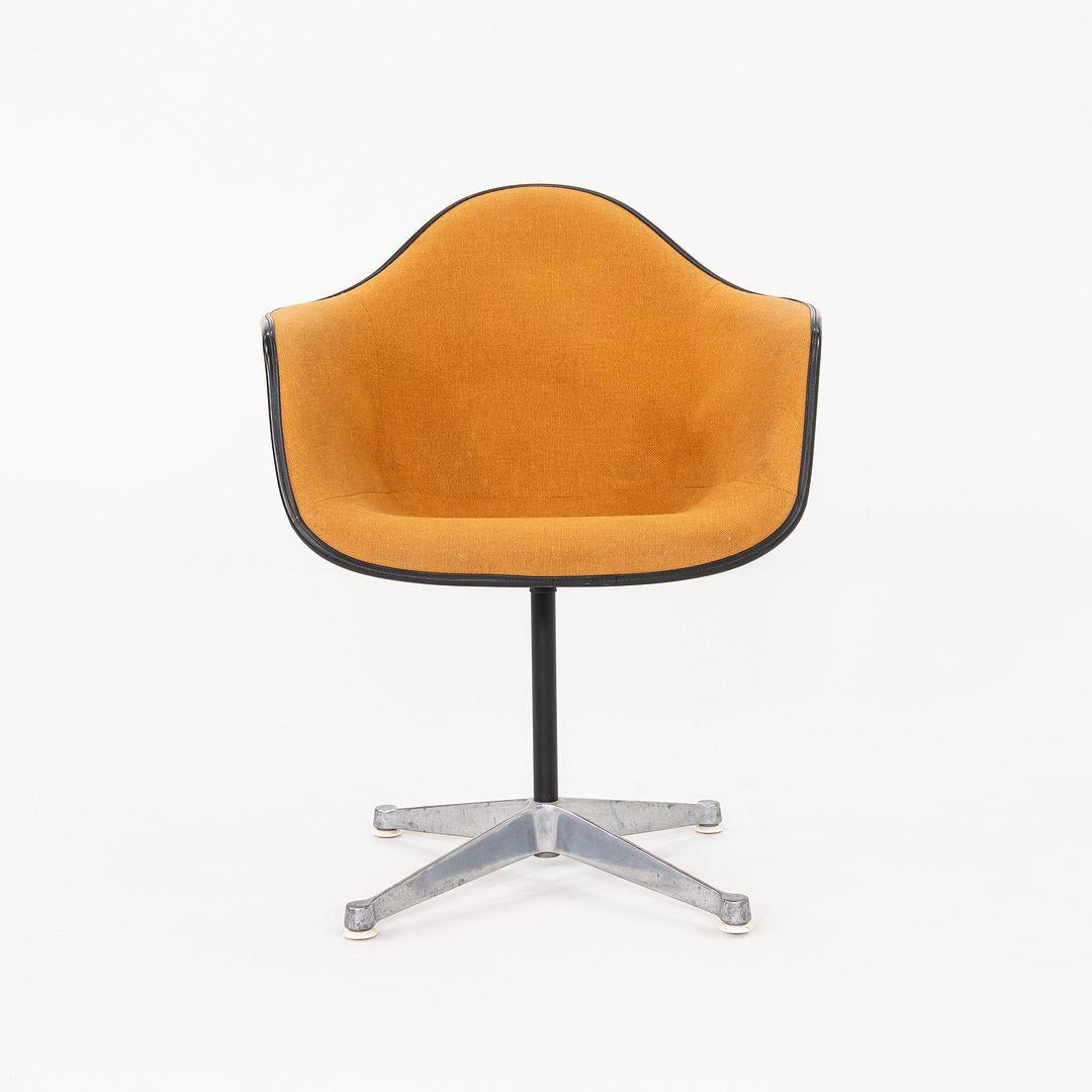 This is a set of three Eames Arm Shell PAC Chair, originally designed by Ray and Charles Eames in 1952. These particular examples were produced by Herman Miller and date back to 1975. They were obtained from ALMA College in Maine. The chairs are