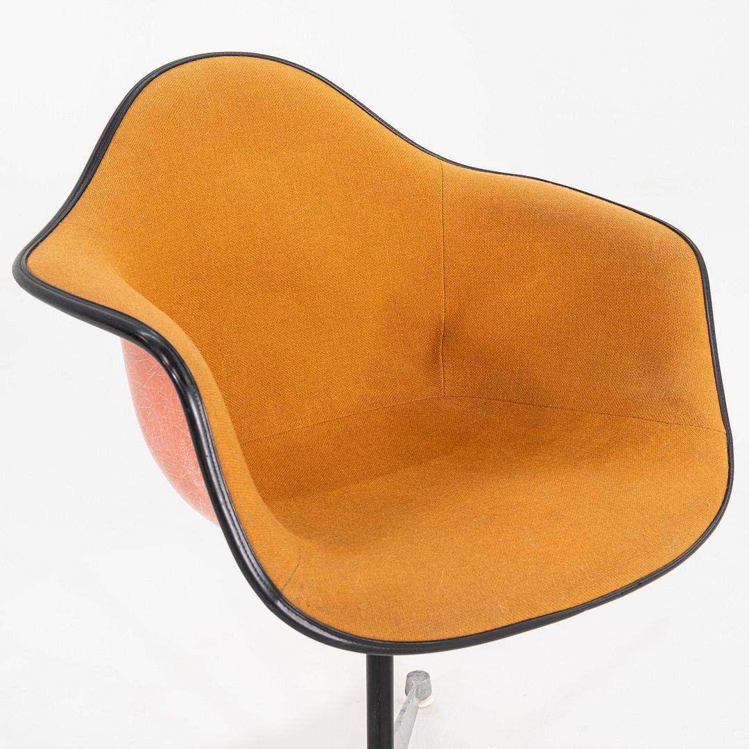 Aluminum 1975 Set of Three Herman Miller Eames Arm Shell Chairs PAC w/ Red/Orange Shells For Sale