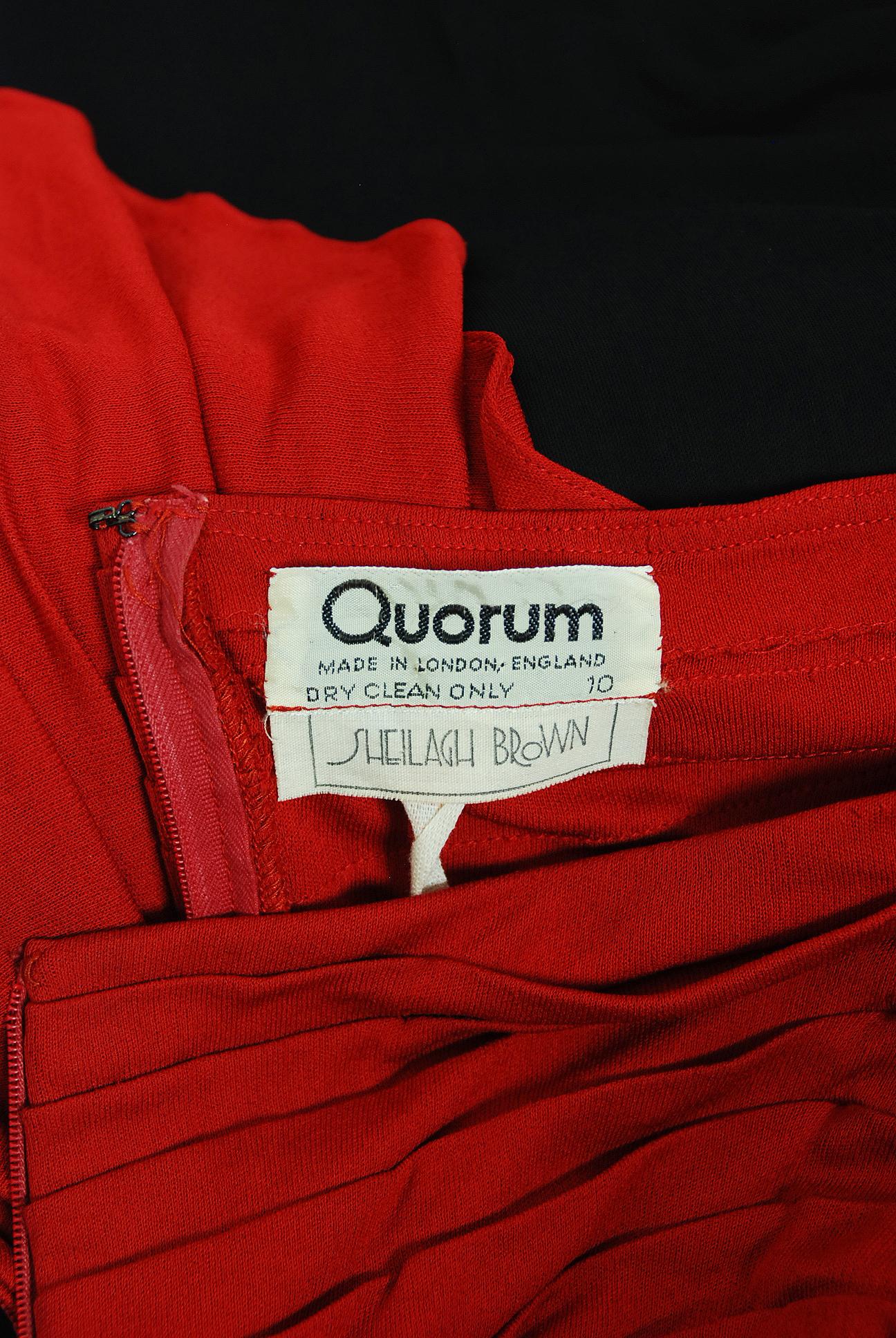 1975 Sheilagh Brown for Quorum Documented Black & Red Jersey Strapless Dress 2