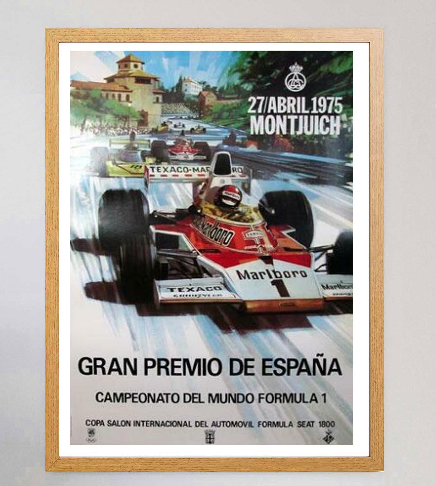 Espagnol Affiche vintage originale du Grand Prix espagnol de 1975 en vente
