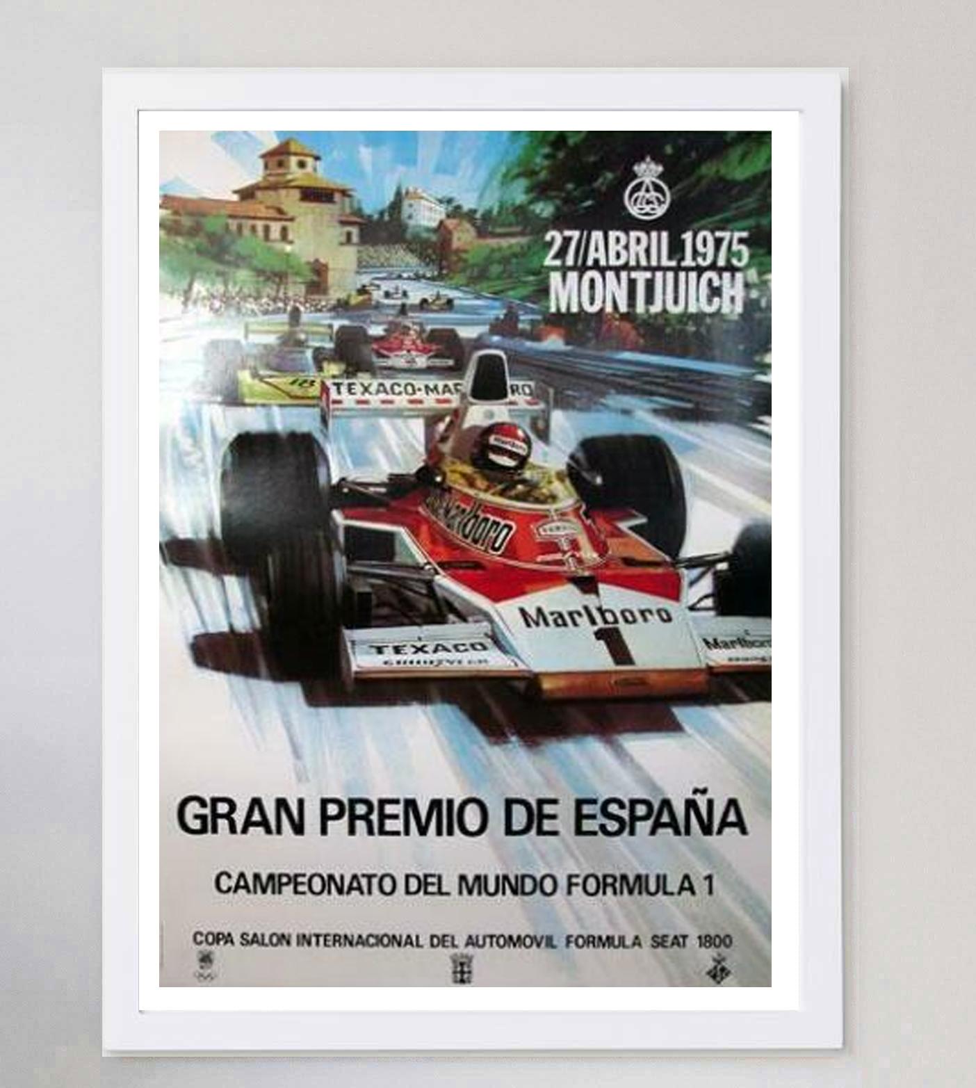 Affiche vintage originale du Grand Prix espagnol de 1975 Bon état - En vente à Winchester, GB