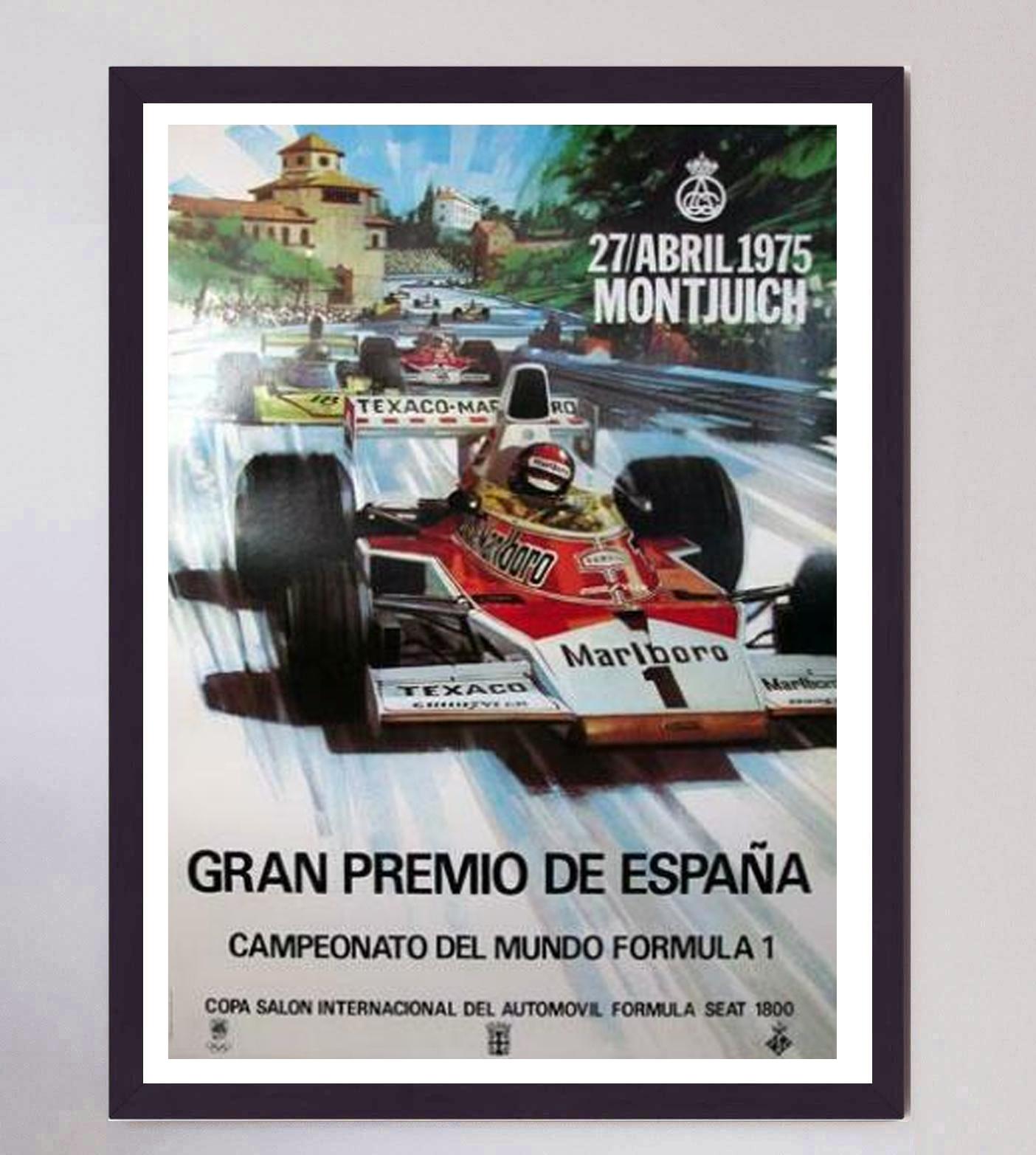 Late 20th Century 1975 Spanish Grand Prix Original Vintage Poster For Sale