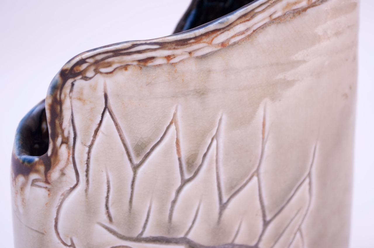 1975 Studio Ceramic Sage Floral Vase Signed Pollack For Sale 7