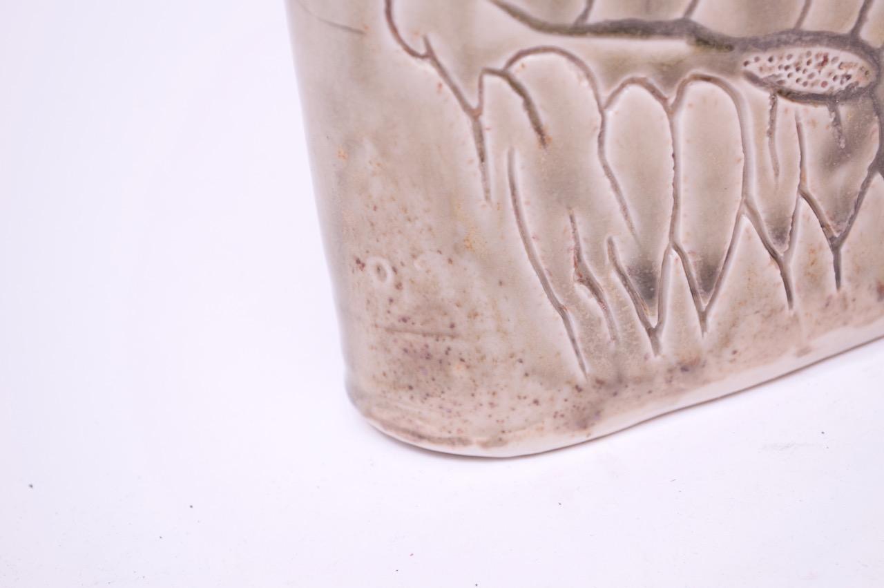 1975 Studio Ceramic Sage Floral Vase Signed Pollack For Sale 2